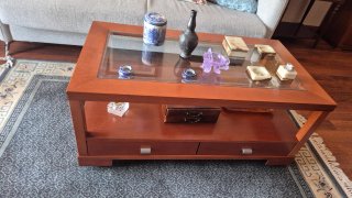 Mesita de salón madera y cristal