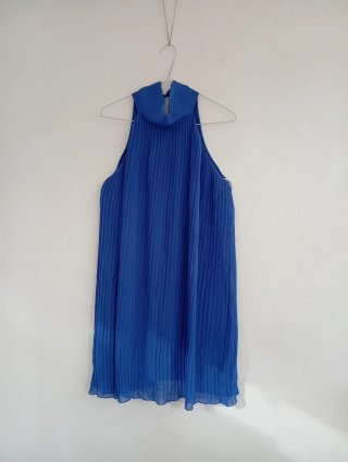 Vestido de fiesta azul plisado M