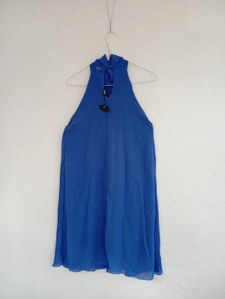 Vestido de fiesta azul plisado M