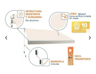 Toldo retráctil manual 4m x 2.5m beige