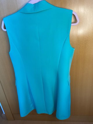 Vestido blazer sin mangas color teal talla M