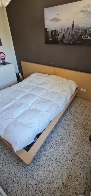 Cama bañera matrimonio beige y gris