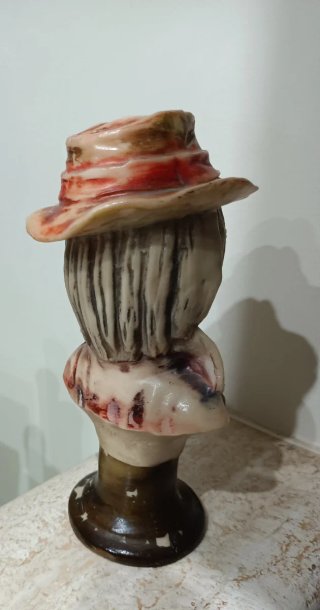 Busto Vintage Uomo Anziano in Resina Alabastrina