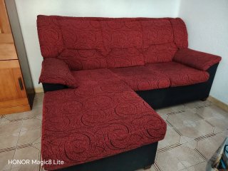 Sofá Chaiselongue Rojo y Negro