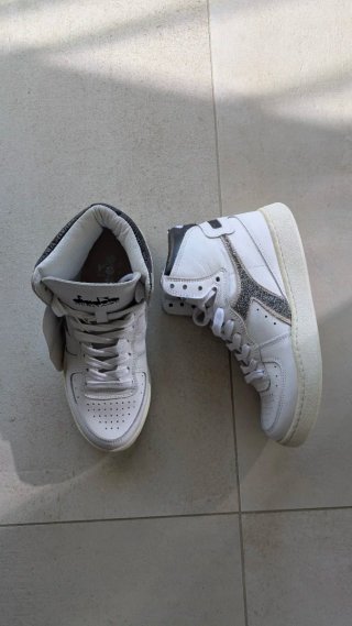 Diadora alte bianche glitter Swarovski