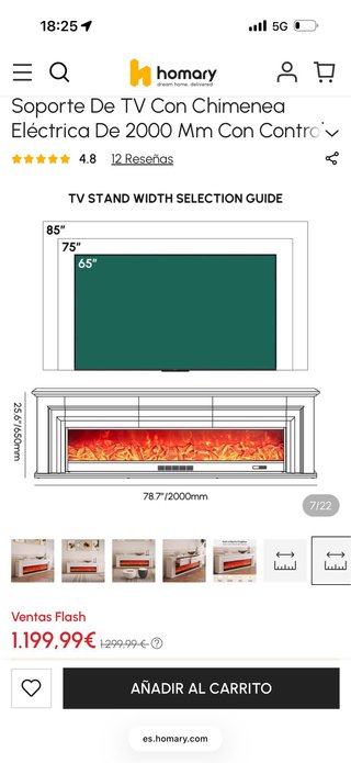 Mueble TV con chimenea eléctrica