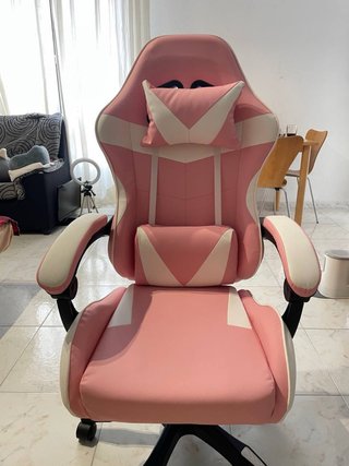 Silla Gamer/Streamer Rosa y Blanca