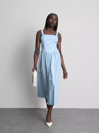 Vestido lunares azul y blanco nuevo