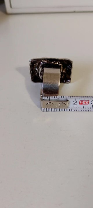 Anillo Vintage Ajustable Negro Plateado