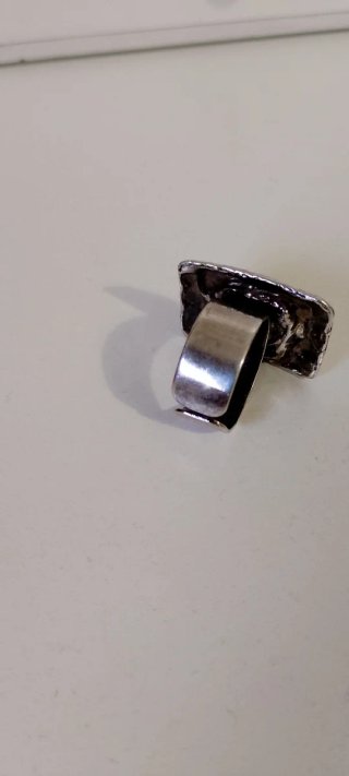 Anillo Vintage Ajustable Negro Plateado