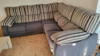 Sofá rinconera desenfundable beige y gris