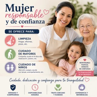"Cuidado de personas mayores/niños y Limpieza"