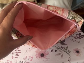 Neceser de tela estampado floral y cuadros