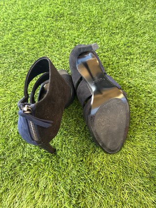 Sandalias Zara Basic Tacón Azul Negro