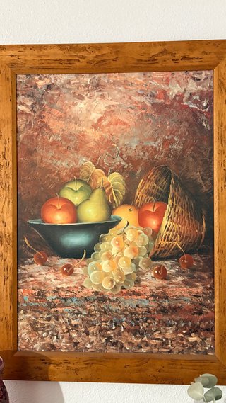 Cuadro Bodegón Frutas Cesta Mimbre
