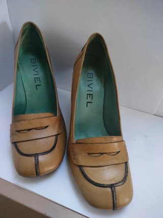Zapatos de piel cómodos beige/marrón