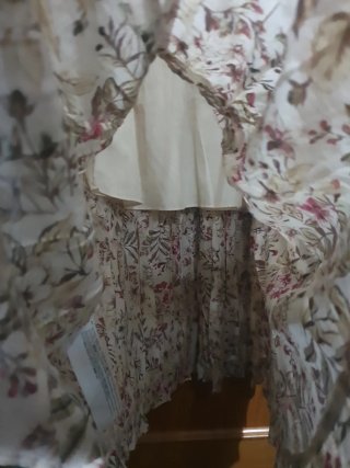 Falda larga floral Mango beige y rosa