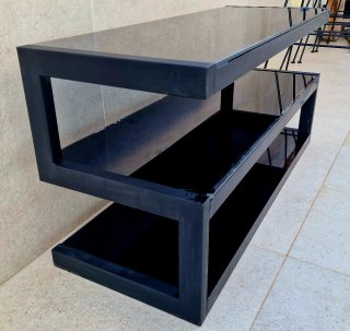 Mueble TV Metal y Cristal Negro