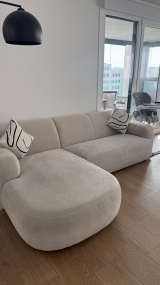 Sofá chaise longue 3 plazas tela beige
