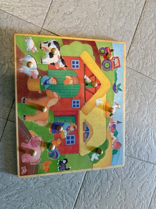 Puzzle de madera con ovejas y sol