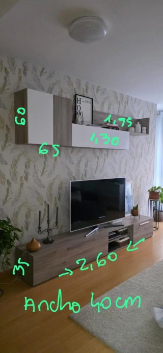 Mueble de salón moderno 2,60 de largo ,40 cm ancho