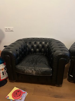 2 Sillones Chester piel sintética negros