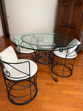 Set tavolo rotondo vintage ferro battuto