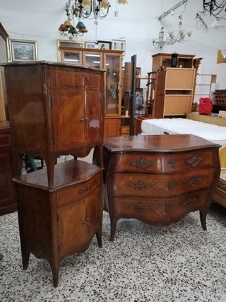 CONJUNTO COMODA Y MESITAS ESTILO LUIS XV