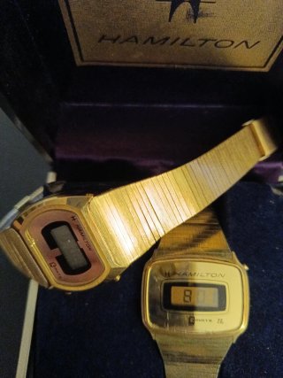 Pareja Relojes Digitales Hamilton Años 70