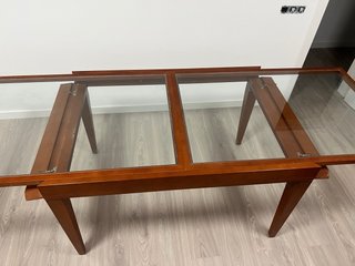 Mesa Comedor Cristal Madera y Extensible