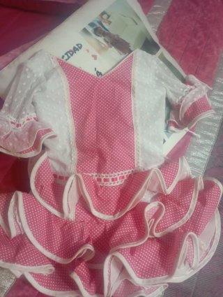 Vestido de flamenca niña rosa lunares talla 2