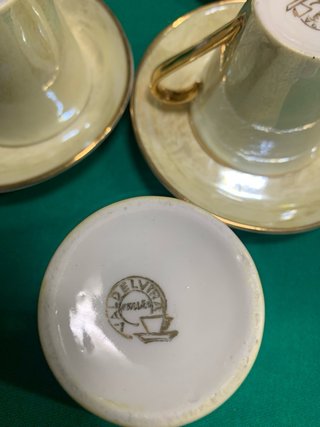 Conjunto de cerámica marca Valdelvira dorado