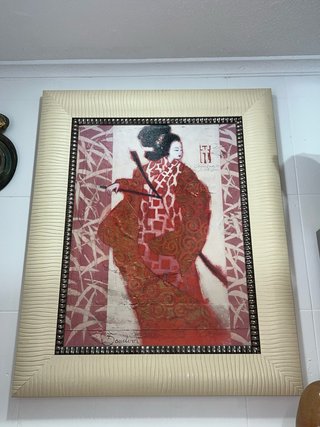Cuadro Decorativo Geisha Rojo Beige