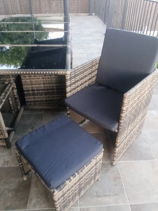 Conjunto de jardín ratán y cristal