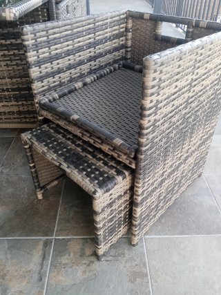 Conjunto de jardín ratán y cristal