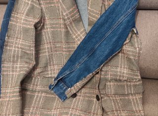 Blazer Bershka cuadros denim T. M