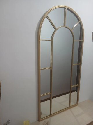 Espejo Arco Hierro Dorado ventana