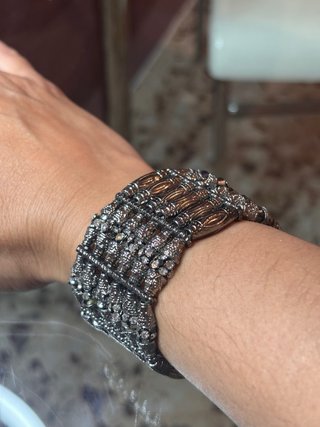 Pulsera elástica ancha metal abalorios