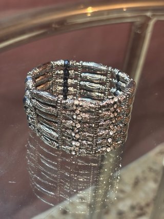 Pulsera elástica ancha metal abalorios