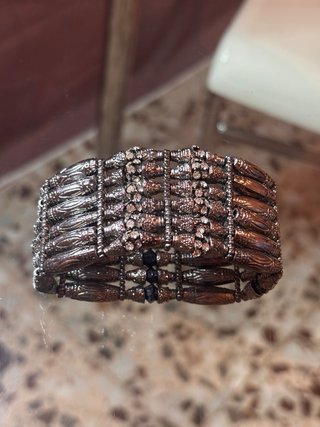 Pulsera elástica ancha metal abalorios