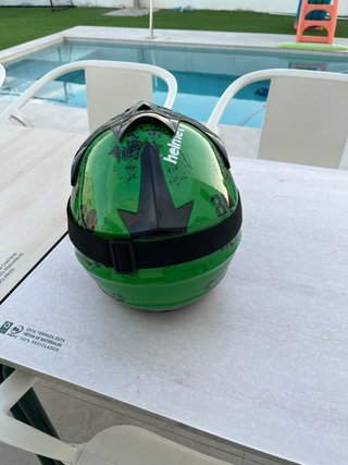 Casco Moto/Bici Verde y Negro