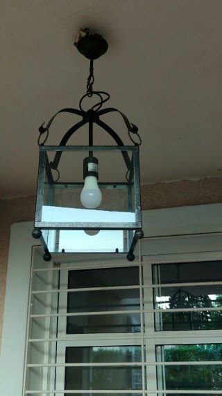 Farol colgante hierro forjado cristal