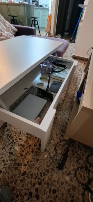 Mesa centro y mueble TV blanco y madera