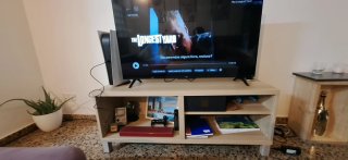 Mesa centro y mueble TV blanco y madera