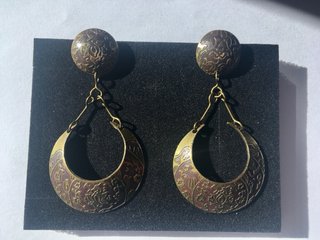 Pendientes Vintage Latón Grabado