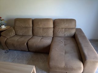 Sofá eléctrico reclinable tela beige