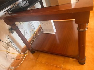 Mesa auxiliar madera y cristal