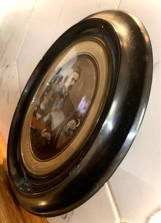 FOTOGRAFÍA antigua en óvalo 1874 POST MORTEM