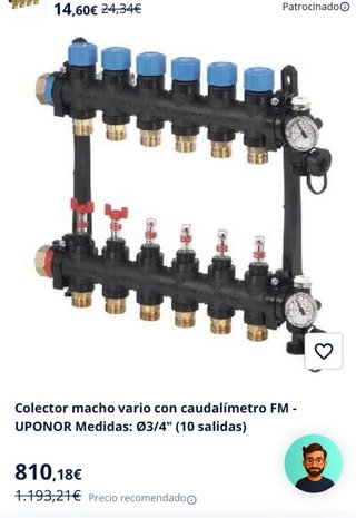 Colector suelo radiante Uponor 3/4 10 salidas