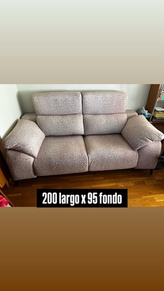 Sofá de 2 plazas tela beige/rosa